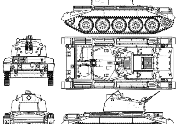 Tank Crusader Antiaircraft Tank - drawings, dimensions, pictures