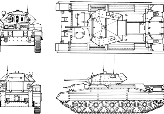 Танк Crusader Mk V Cruiser tank Mk VI b - чертежи, габариты, рисунки