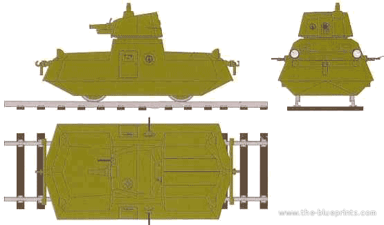 Танк D-37 Armored Self-Propelled Railroad Car - чертежи, габариты, рисунки