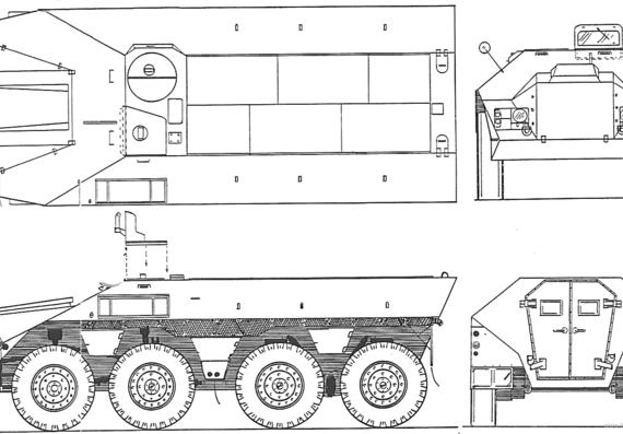 Танк DAF YP-408 6x8 - чертежи, габариты, рисунки