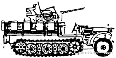 Tank DEMAG Sd.Kfz. 10 Flak 38 - drawings, dimensions, figures
