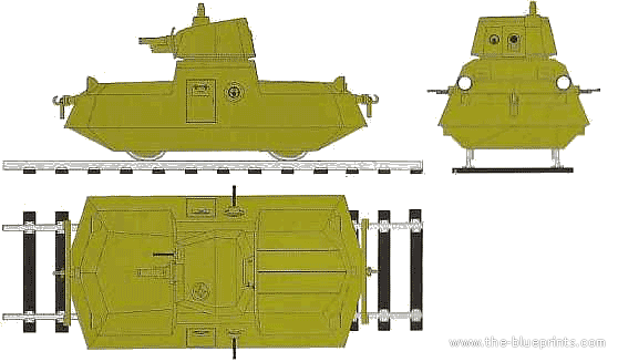 Танк DT-45 Armored Self-Propelled Railroad Car - чертежи, габариты, рисунки