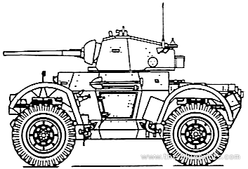 Танк Daimler Mk.I Armoured Car - чертежи, габариты, рисунки