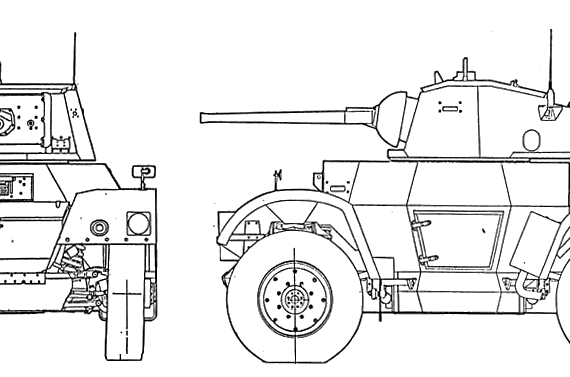 Танк Daimler Scout Mk. I - чертежи, габариты, рисунки