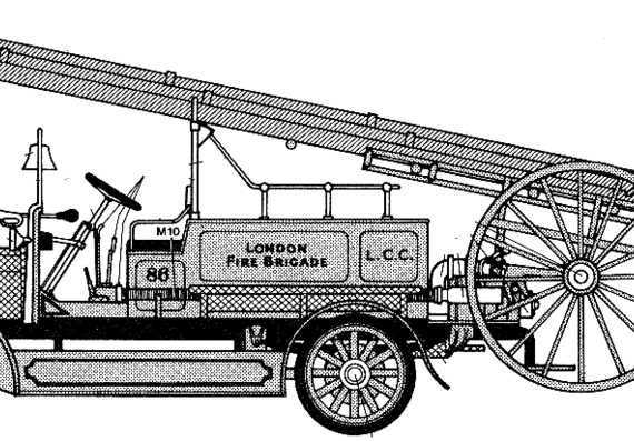 Танк Dennis Fire Engine (1914) - чертежи, габариты, рисунки