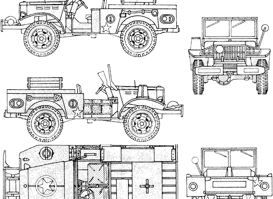 Tank Dodge M6 37mm GMC - drawings, dimensions, figures