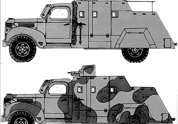 Tank Dodge T-110 L-9 4x2 1941 - drawings, dimensions, figures