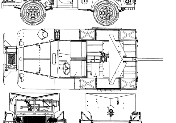 Танк Dodge WC-51 + GMC M6 37mm - чертежи, габариты, рисунки