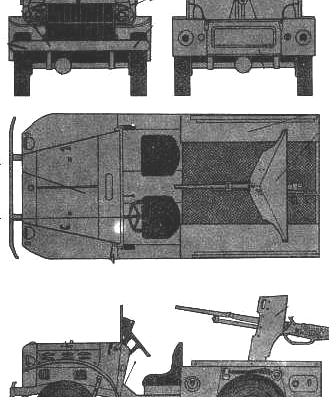 Танк Dodge WC-52 1.75 ton M6 37mm GMC - чертежи, габариты, рисунки