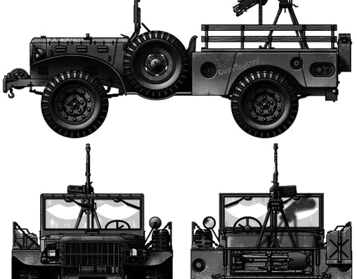 Танк Dodge WC-52 Weapon Carrier 4x4 - чертежи, габариты, рисунки