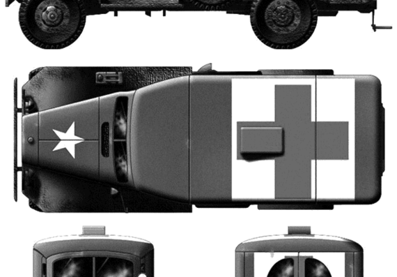 Танк Dodge WC-54 Ambulance - чертежи, габариты, рисунки