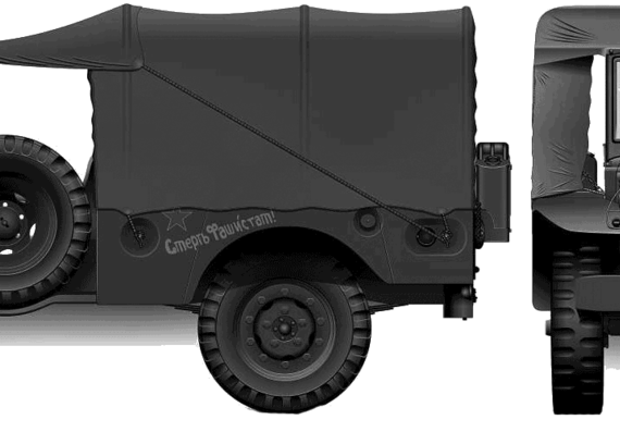 Tank Dodge WC51 0.75-ton 4x4 Weapons Carrier (1943) - drawings, dimensions, pictures