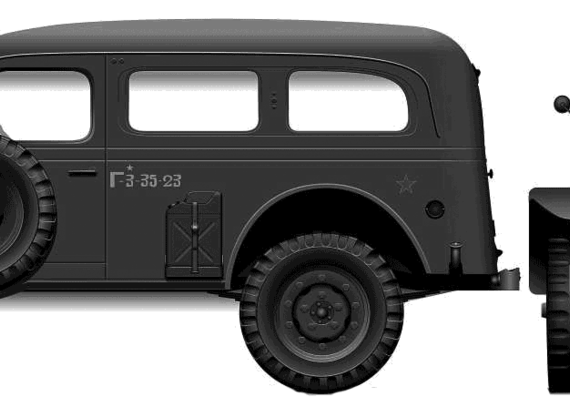 Танк Dodge WC53 0.75-ton 4x4 Carryall (1942) - чертежи, габариты, рисунки