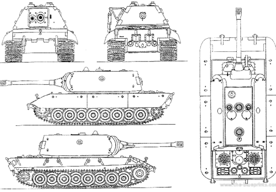 E-100 Gerat 383 tank - drawings, dimensions, figures