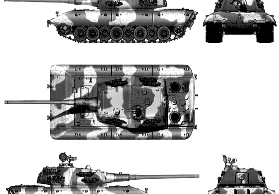 Танк E-100 Jagdpanzer 'Krokodil' - чертежи, габариты, рисунки