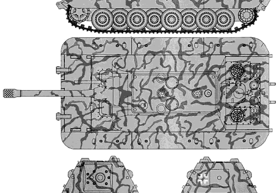 Танк E-100 Super Heavy Tank - чертежи, габариты, рисунки