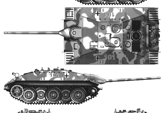 Танк E-25 Jagdpanzer - чертежи, габариты, рисунки