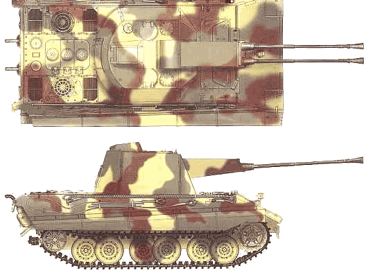 Танк E-50 Falke Flakpanzer - чертежи, габариты, рисунки