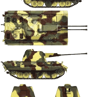 Танк E-50 Flakpanzer - чертежи, габариты, рисунки