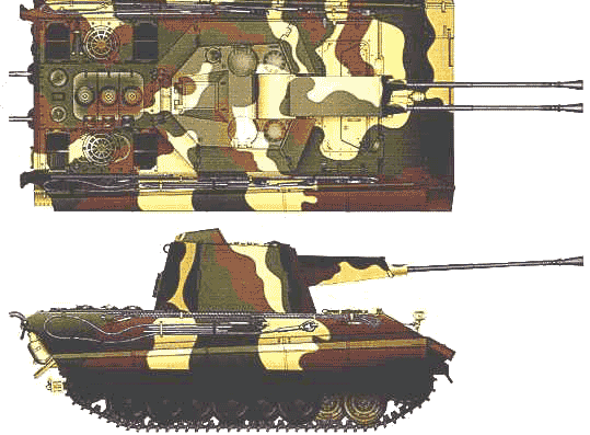 E-75 Flakpanze Crocodile tank - drawings, dimensions, pictures