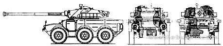 Танк ERC-90 Sagaie - чертежи, габариты, рисунки