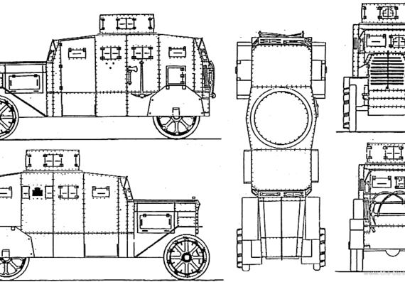 Erhardt Panzerwagen tank (1917) - drawings, dimensions, pictures