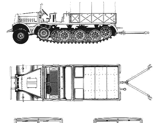 Танк FAMO Sd.Kfz. 9-18T F3 - чертежи, габариты, рисунки