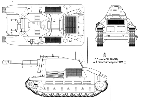 Танк FCM-36 - чертежи, габариты, рисунки