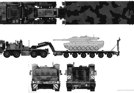 Танк Faun SLT-56 Pantzer Transporter - чертежи, габариты, рисунки