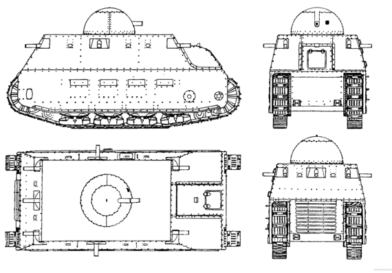 Tank Fiat 2000 (1918) - drawings, dimensions, pictures