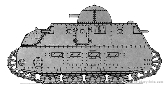 Fiat 2000 WW.I tank - drawings, dimensions, pictures