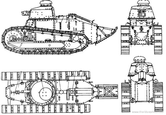 Fiat 3000 Model 30 tank - drawings, dimensions, figures