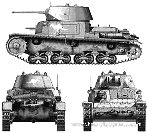 Танк Fiat Ansaldo M13-40 - чертежи, габариты, рисунки