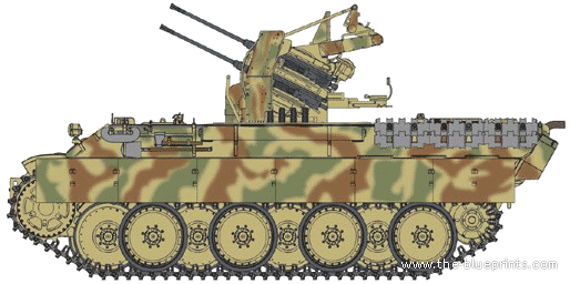 Танк Flakpanther Ausf.D - чертежи, габариты, рисунки