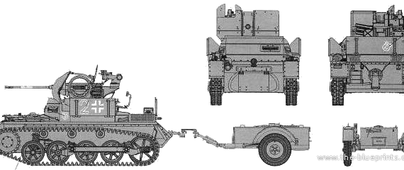 Flakpanzer I tank - drawings, dimensions, figures