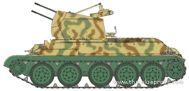 Flakpanzer T-34 tank - drawings, dimensions, figures