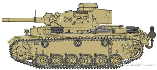 Flammpanzer III tank - drawings, dimensions, figures