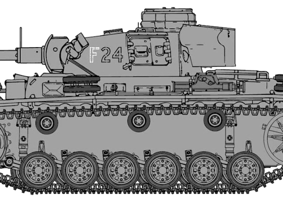 Flammpanzer III Ausf.F-1 tank - drawings, dimensions, figures