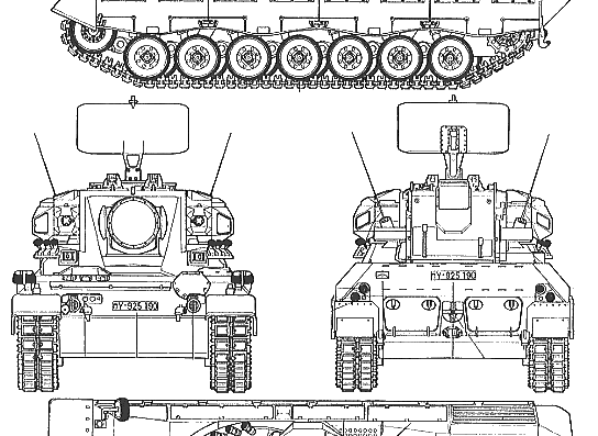 Танк Flankpanzer Gepard - чертежи, габариты, рисунки