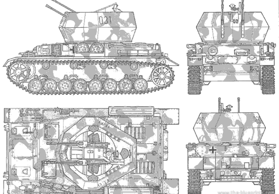 Танк Flankpanzer IV Wilbelwind - чертежи, габариты, рисунки