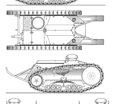 Ford 3-ton Tractor M1918 tank - drawings, dimensions, pictures