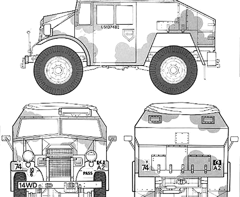 Танк Ford CMP FAT-2 British Quad Gun Tractor - чертежи, габариты, рисунки