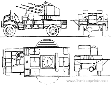Tank Ford CMP + Triple Oerlikon 20mm - drawings, dimensions, pictures