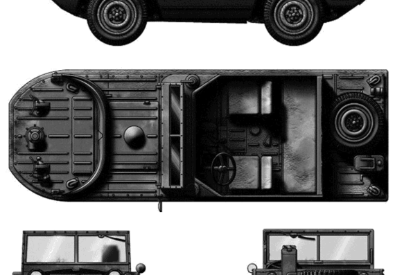 Танк Ford GPA .5-ton 4x4 Jeep - чертежи, габариты, рисунки