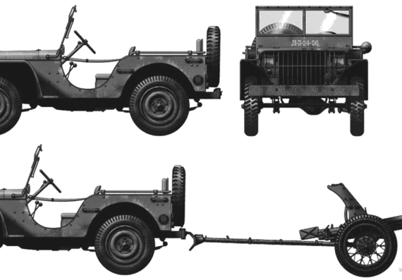 Танк Ford GP .5-ton 4x4 Jeep - чертежи, габариты, рисунки