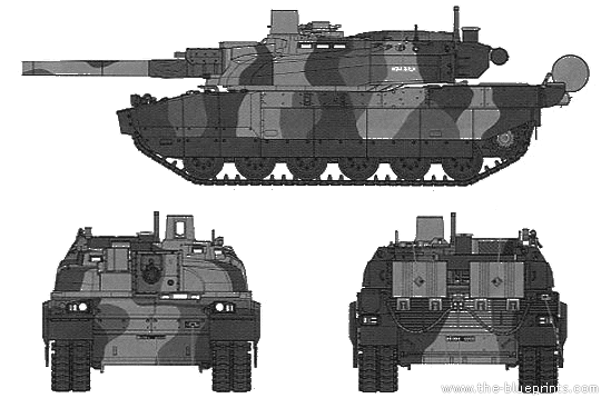 Танк French Main Battle Tank Leclerc Series 2 - чертежи, габариты, рисунки