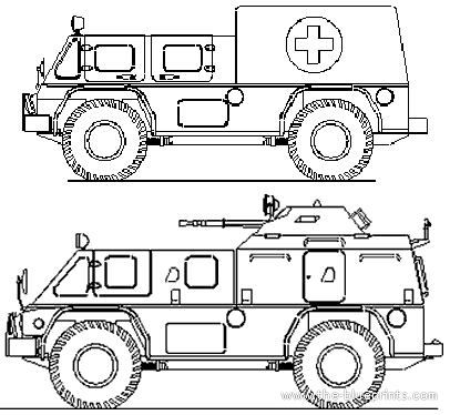 Tank GAZ-3937 Vodnik - drawings, dimensions, figures