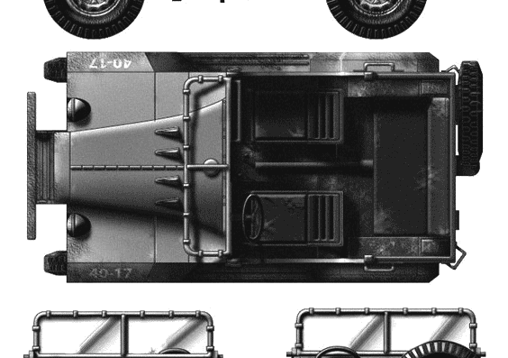 Танк GAZ-67B - чертежи, габариты, рисунки