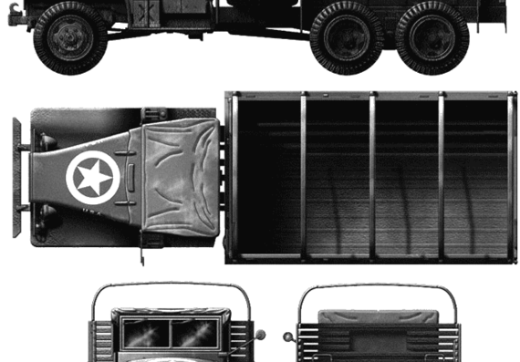 Танк GMC CCKW-353 2.5-ton 6x6 - чертежи, габариты, рисунки