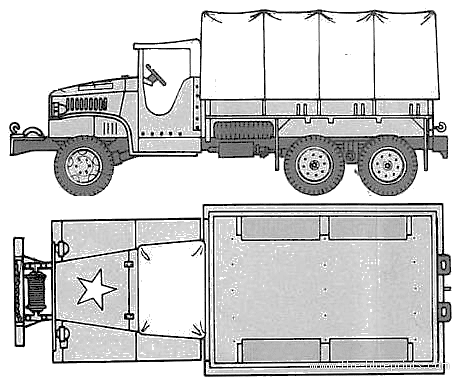 Танк GMC CCKW-353 2.5 ton Cargo Truck - чертежи, габариты, рисунки